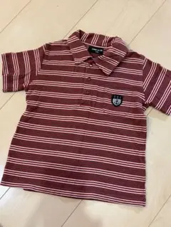 COMME CA ISM ポロシャツ 110A 赤/白ストライプ　美品