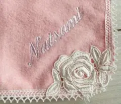 花柄ピンクのタオルハンカチ