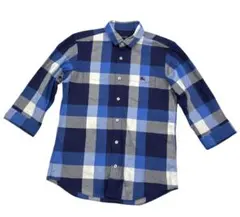 BURBERRY BLACK LABELメンズチェック柄七分袖シャツブルーのサムネイル