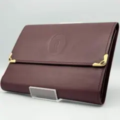 ✨美品✨ カルティエ マストライン レザー 三つ折り財布 ゴールド金具 がま口