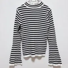 美品 Rose Farm ローズファーム リブニット ボーダー L ボリューム袖