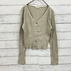 GU リブカーディガン うすグレージュ Sサイズ 春夏人気色 Vネック