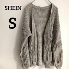 SHEIN 【S】 長袖カーディガン ニットカーディガン ざっくり編み シンプル