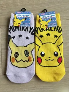 新品タグ付き ポケットモンスター ソックス 2足セット ピカチュウ ミミッキュのサムネイル