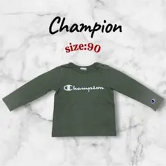 Champion チャンピオン　カーキ　ロゴ　ロンT 90サイズ