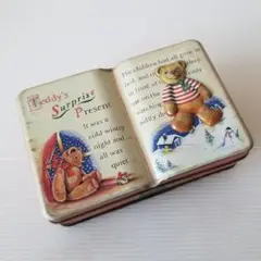 テディベア 絵本型金属缶　ヴィンテージ空き缶