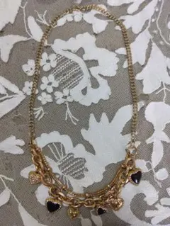 美品☆ハート型チャーム付きネックレス☆ヴィンテージチョーカーピンク 