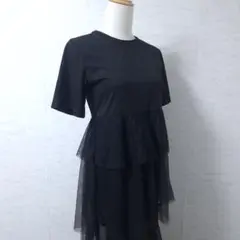 美品 トクコプルミエヴォルJ パワーネットドットメッシュニットワンピ 