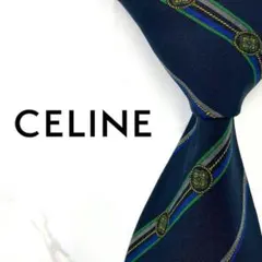 ◆美品◆CELINE セリーヌ ネクタイ 紺色 ストライプ柄 フォーマル