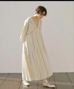 etretokyo リネンボリュームマキシドレス　アイボリー