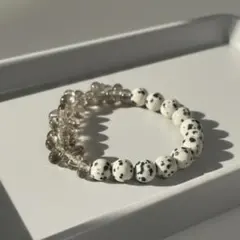 スモーキーシトリン×ダルメシアンジャスパー　天然石　ブレスレット