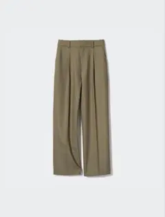 UNIQLOタックワイドパンツL股下72.5オリーブ　入学卒業入社