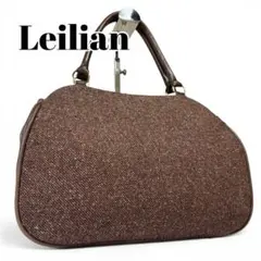 Leilian レリアン ツイード ハンドバッグ ブラウン レザー レディースのサムネイル