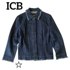 【希少トールサイズ】ICB L フリンジ デニムジャケット 11〜13号 高身長