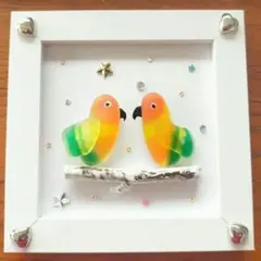 シーグラスアート コガネメキシコインコ 　インコ　鳥　シーグラス