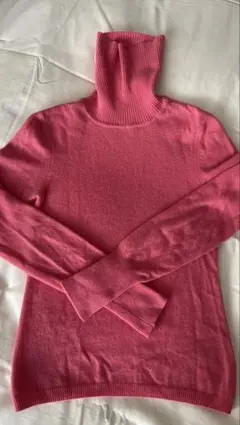 ピンク タートルネック カシミヤセーター