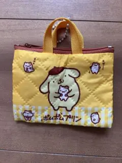 サンリオキャラクターズ　レトロレッスンバック　ミニキーホルダー　ポムポムプリン
