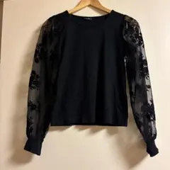 L'espoir ブラック シースルー袖 トップス