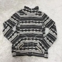 ユニクロ◆フリースジャケット/ジップアップ ハイネック 幾何学模様 総柄 羽織り