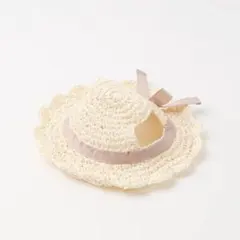 新品 monchéri モンシェリ 犬用帽子 リボン麦わら帽子 S アイボリーのサムネイル