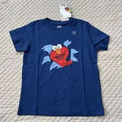 【4738】UNIQLO KAWS エルモ Tシャツ 120 ネイビー
