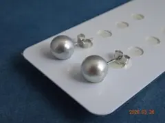 新品　あこや黒真珠8.8㎜（グレー系）SV925ピアス