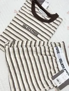 ジェラートピケ　オム　パイルボーダープルオーバー&ロングパンツ　L