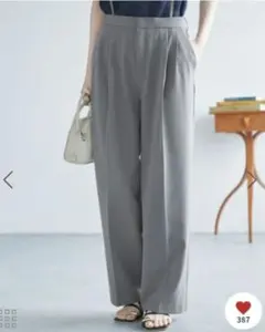 ロペピクニック☆3サイズ展開サスペンダー付きワイドパンツ　グレー40