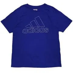 アディダス 半袖Tシャツ パフォーマンスロゴ ブルー ロゴT 夏物古着l34