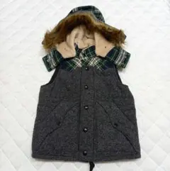 デニムダンガリー　ジャズネップダンガリー ベスト 120㎝　グリーンチェック