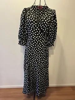 ケイトスペード　クラウドドット　パフスリーブラップワンピース　0