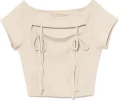 andmary Dada ribbon tops pink beige - メルカリ