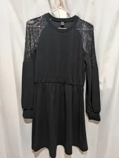 SHEIN ブラック レース袖 ワンピース S
