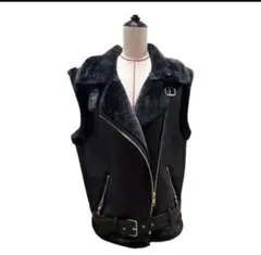 ZARA ブラック　ファー　ベスト