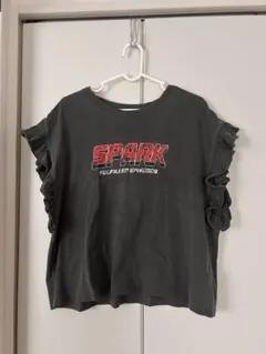 INGNI フリル付きダークグレーTシャツ