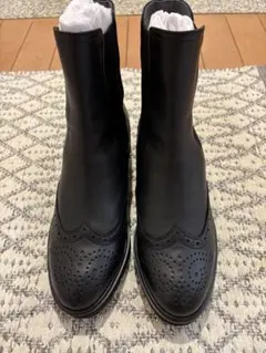 ダイアナ　ブラック サイドゴアブーツ レザー
