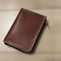 超特価·☆エルバマット(ダークブラウン)☆ハンドメイド☆コンパクトウォレト