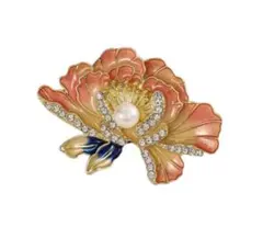 ブローチ ゴールド ラインストーン パール アクセサリー モチーフ　花