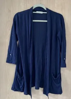 anysisネイビー カーディガン 五分丈 ポケット付き