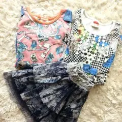 スカラー【100cm】３点セット ワンピース チュニック ミニスカート 女の子のサムネイル