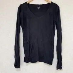 GAP 【M】ギャップ ブラック Vネック 長袖 Tシャツ インナー