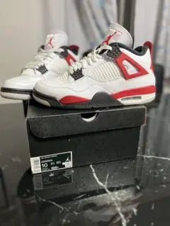Air Jordan 4 RETRO ホワイト/レッド スニーカー　メンズ