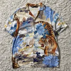 【美品】ザラ　アロハシャツ　オープンカラー　タイガー　総柄　42サイズ　Lサイズ