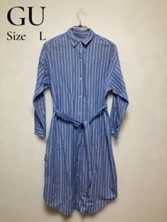 GU ジーユー ストライプ シャツワンピース ゆったり ベルト 春 夏