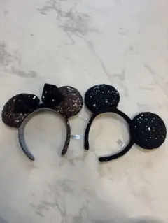 ディズニー　カチューシャ　スパンコール　ミニー　ミッキー