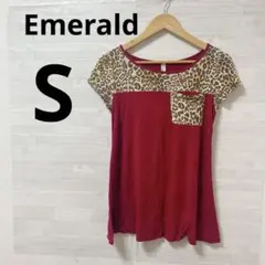 Emerald [S] レッド ヒョウ柄 半袖Tシャツ 豹柄