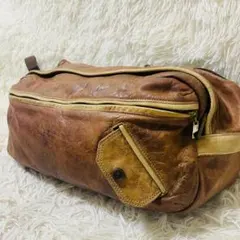 mspc マスターピース 本革 ベージュブラウン ショルダーバッグ 大容量