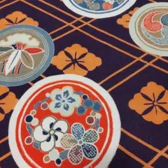 大正縮緬C-198古布　132cm　アンティーク　リメイク用　はぎれ　襤褸