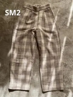 Samansa Mos2 ベージュチェックカジュアルパンツ Mサイズ