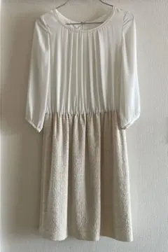 早割☆ MK フォーマルワンピース 上品　ベージュ系 七分袖 結婚式 入学式